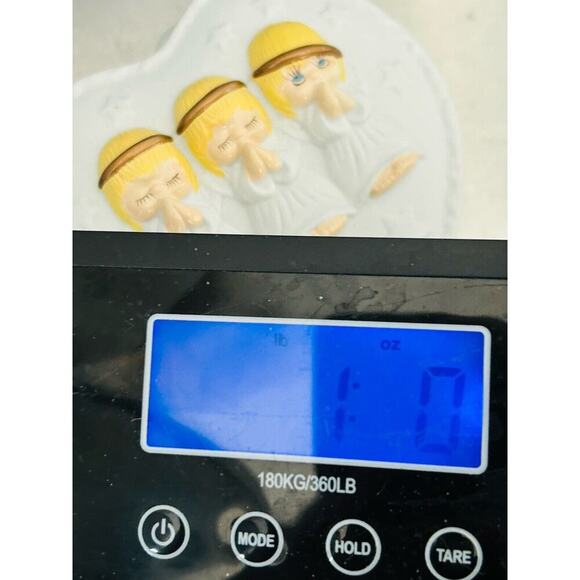 Vintage Hallmark 3D Three Little Angels Heart Shaped Ceramic Trinket Box Lidded - Picture 13 of 13